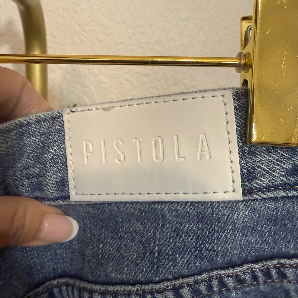Pistola Wide Leg Denim Jeans in Medium Blue Distressed - Picture 4 of 9